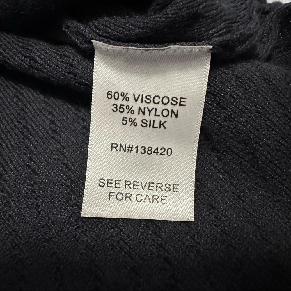 E3 by Etcetera Navy Ribbed V-Neck Tunic Sweater Silk Blend Women’s Size Small - Picture 7 of 8